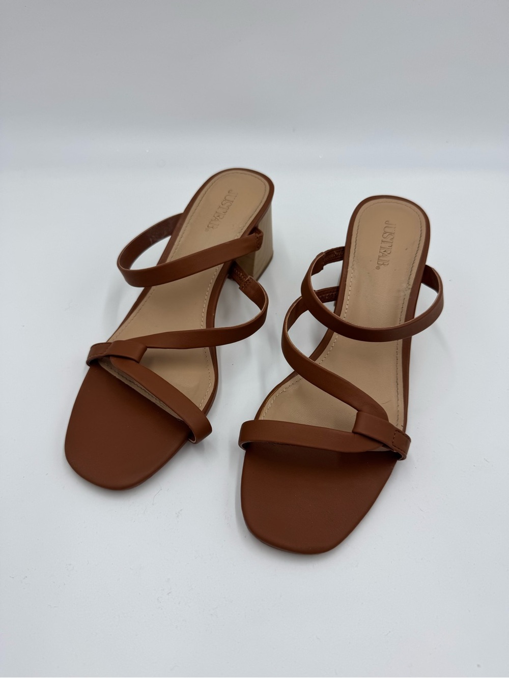 JustFab Brown Multi-Strap Slide Sandals